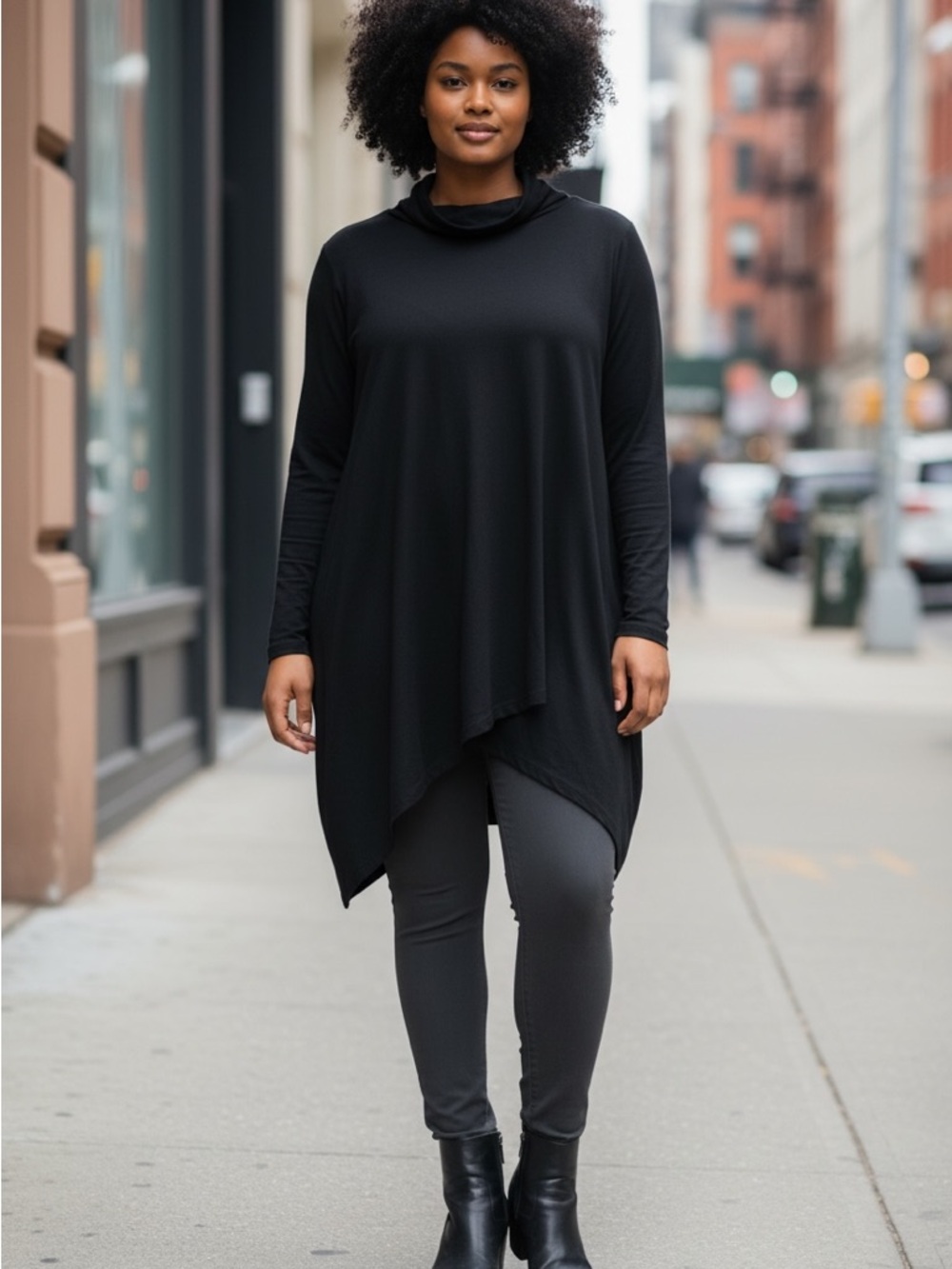 Eloquii Size 20 Asymmetrical Black Tunic Top - Long Sleeve